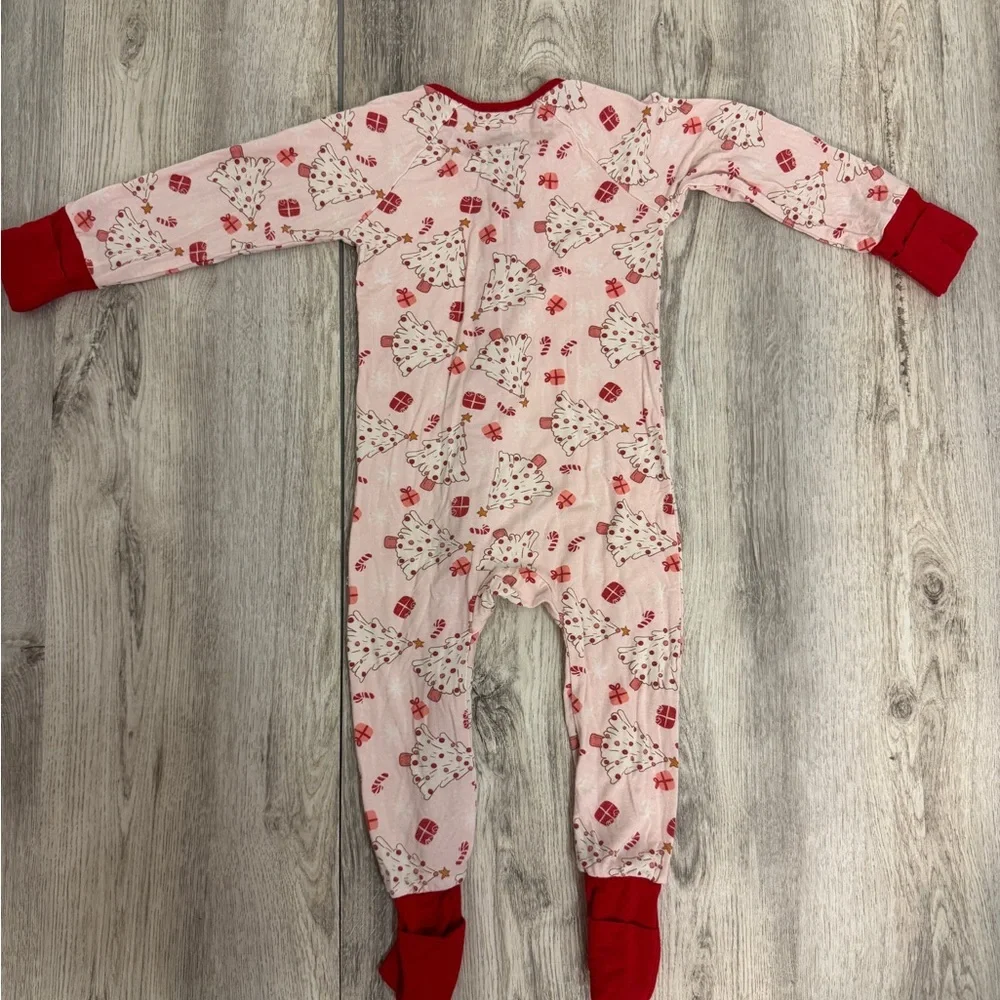 Caden Lane Pink and Red Holiday Kids One Piece Pajamas